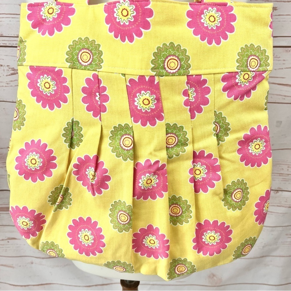 Vintage Mid Century Mod MCM Retro Handmade Flower Power Cotton Tote Bag - Picture 5 of 7